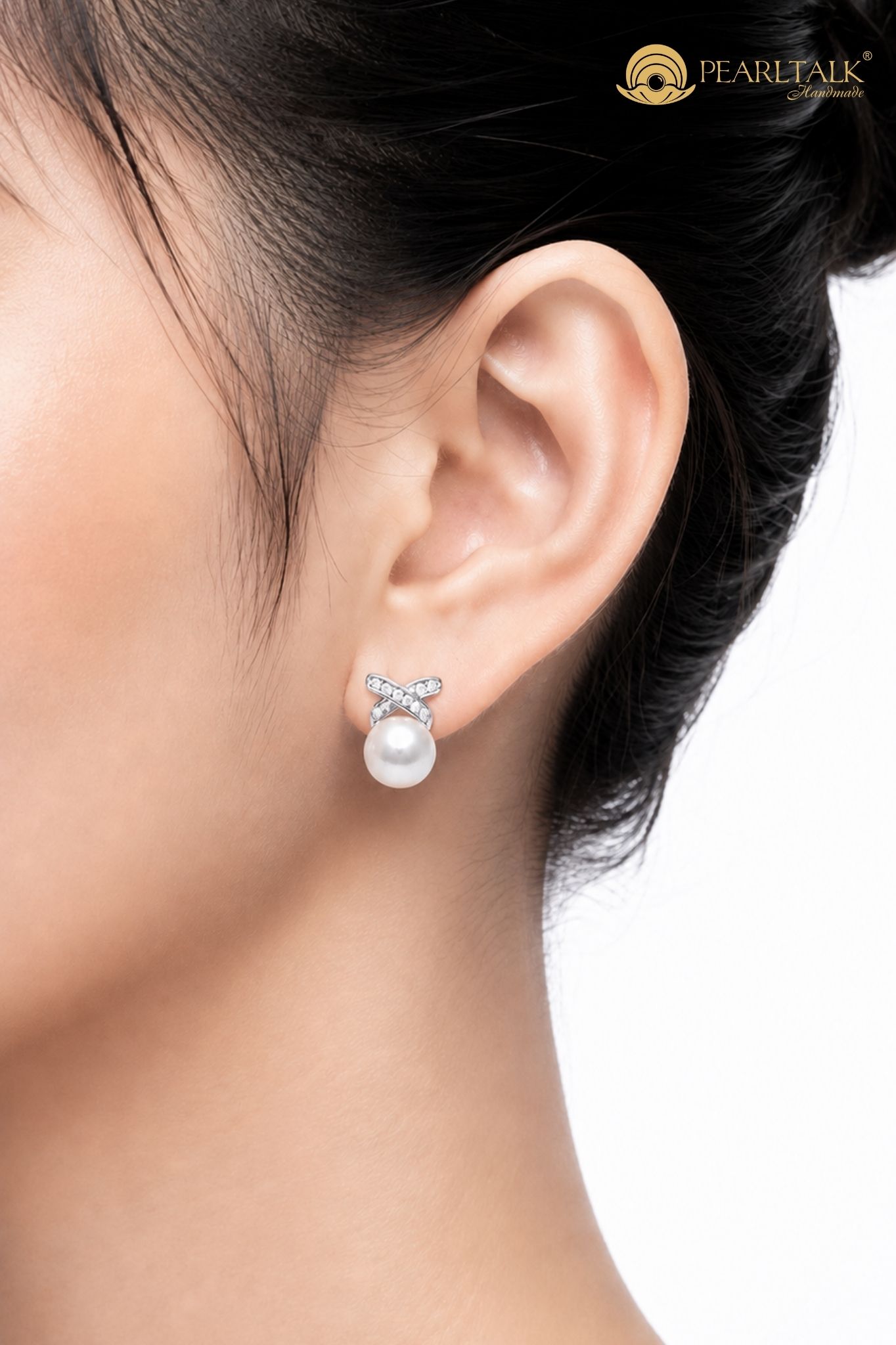 BÔNG TAI NGỌC TRAI X MÀU TRẮNG 6MM